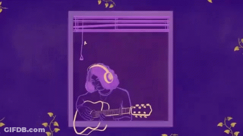 Woman Playing Guitar With Headphones GIF