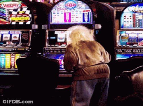 Woman Playing Slot Machine Victory GIF