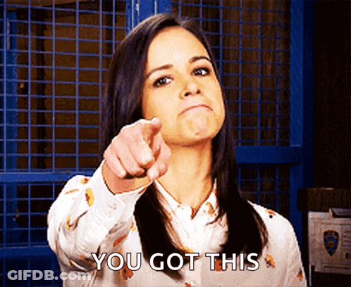 Woman Pointing At Camera Saying You Got This GIF