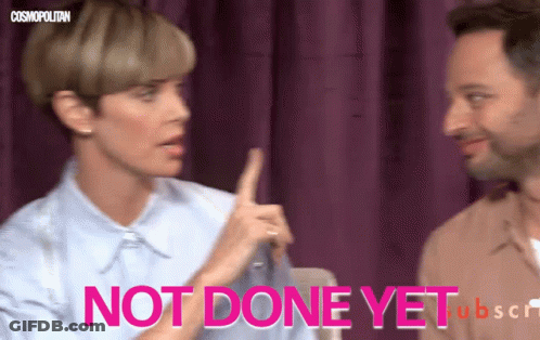 Woman Pointing At Man Not Done Yet GIF