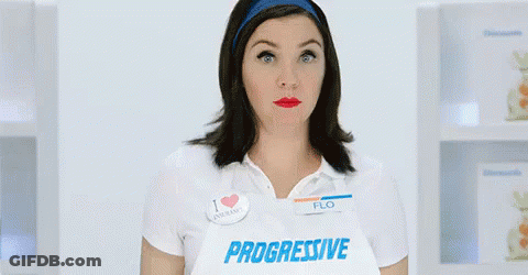 Woman Pointing At Progressive Shirt GIF