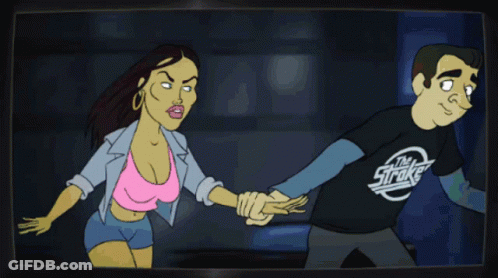 Woman Pointing At Truck With Flames GIF