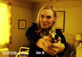 Woman Pointing Gun Saying Do It GIF