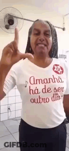 Woman Pointing Up In Amanha Ha De Ser Outro Dia T-Shirt GIF