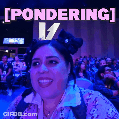 Woman Pondering Sign GIF