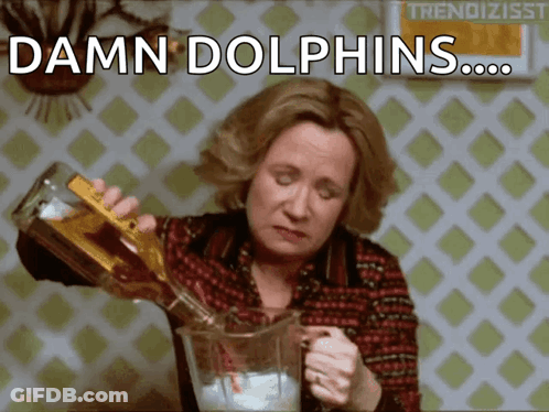 Woman Pouring Drink Into Pitcher Saying Damn Dolphins GIF