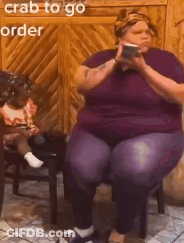Woman Purple Shirt Phone Crab To Go Order GIF