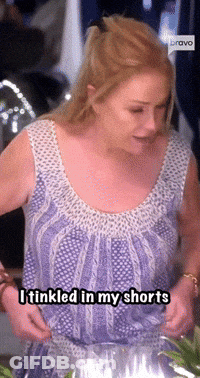 Woman Purple White Tank Top I Tinkled In My Shorts GIF