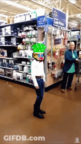 Woman Pushing Cart In Store With Low Price Sign GIF