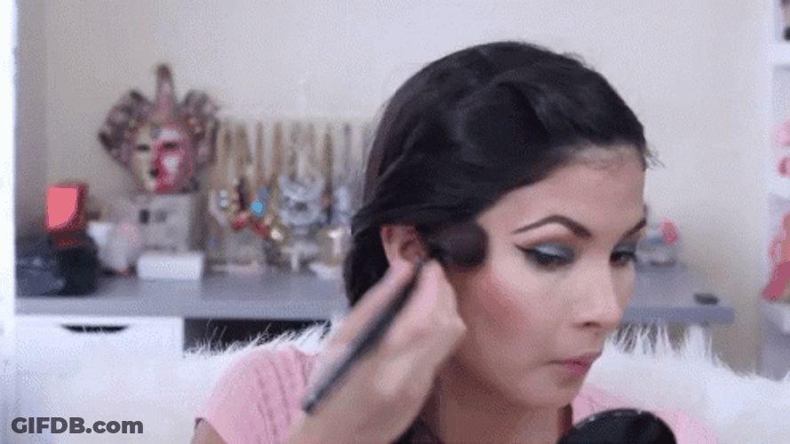 Woman Putting Blush On Getting Ready GIF