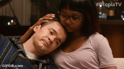 Woman Putting Head On Man's Shoulder #UtopiaTV GIF