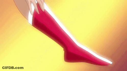 Woman Putting On Red Stockings GIF