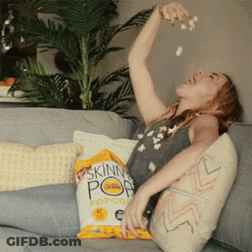 Woman Rain Popcorn Ready GIF