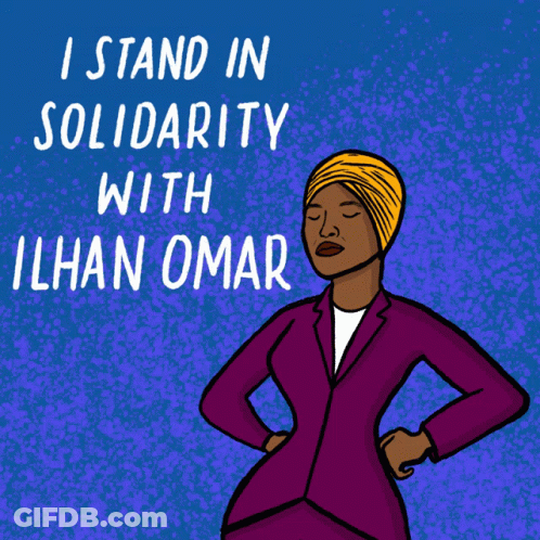 Woman Raising Fist I Stand In Solidarity With Ilhan Omar GIF
