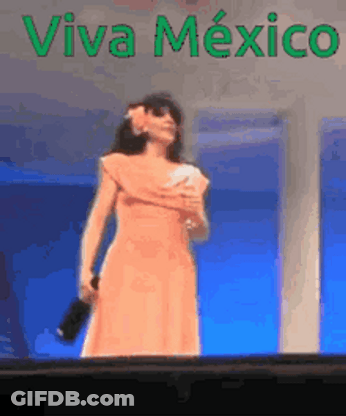 Woman Raising Wine Glass Viva Mexico GIF