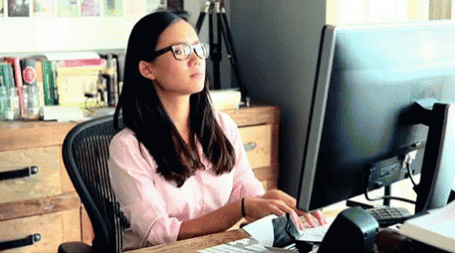 Woman Random Typing Pretending To Work GIF