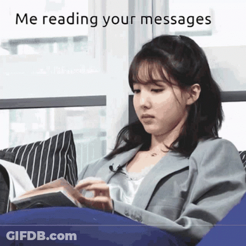 Woman Reading Book Me Reading Your Messages GIF