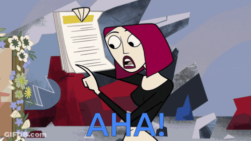 Woman Reading Book With Aha In Blue Letters GIF