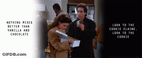 Woman Reading Paper Next To Man In Store GIF