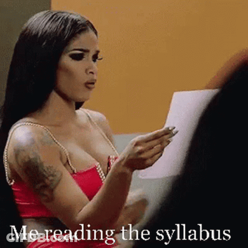 Woman Reading Syllabus GIF