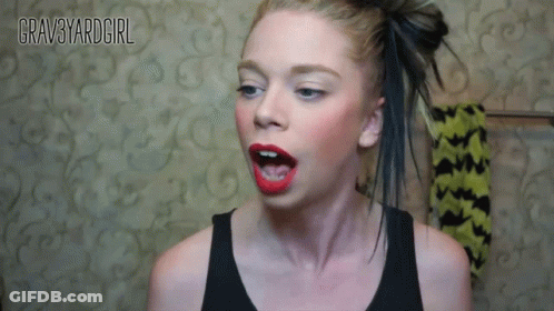 Woman Red Lipstick Black Tank Top Gravyardgirl GIF
