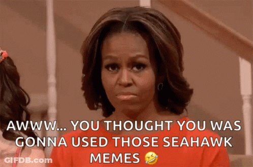Woman Red Shirt Saying Awww Seahawk Memes GIF