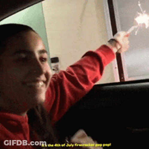 Woman Red Sweatshirt Sparkler 4Th Of July Pop Pop GIF