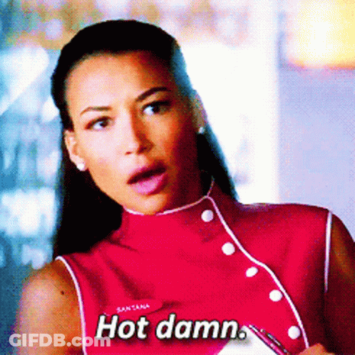 Woman Red Top Santana Says Hot Damn GIF