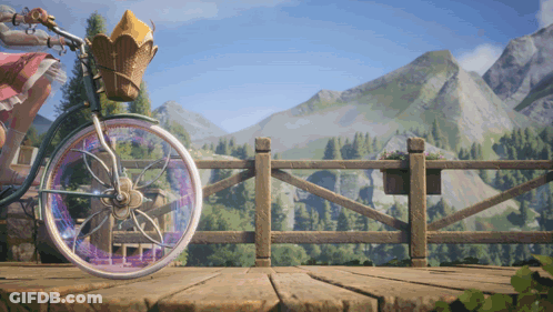 Woman Riding Bicycle With Basket GIF