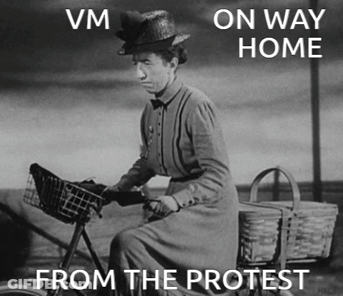 Woman Riding Bike VM Protest GIF
