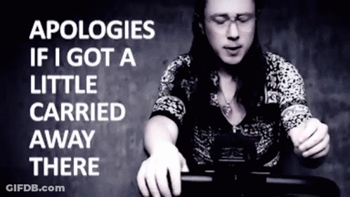 Woman Riding Exercise Bike Apologies GIF