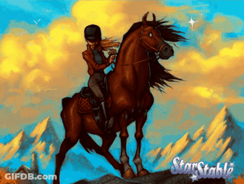 Woman Riding Horse Star Stable GIF