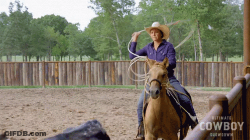 Woman Riding Horse Ultimate Cowboy Showdown GIF