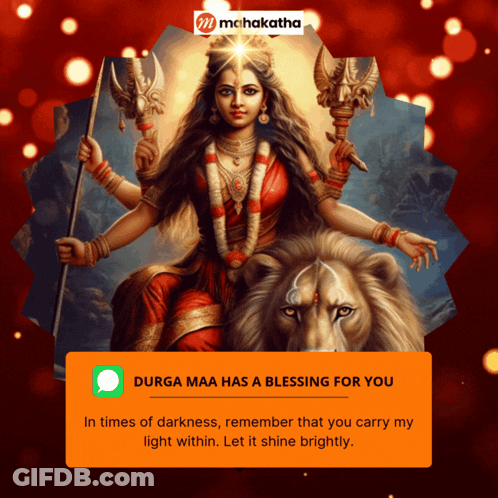 Woman Riding Lion Durga Maa Has A Blessing For You GIF