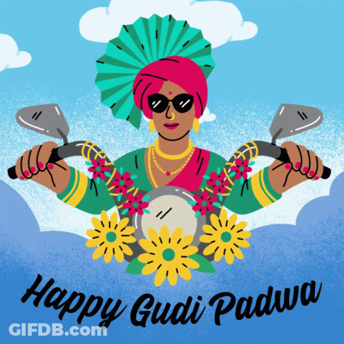 Woman Riding Motorcycle Happy Gudi Padwa GIF