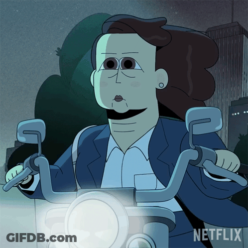 Woman Riding Motorcycle With Netflix Logo GIF