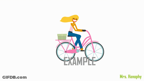 Woman Riding Pink Bicycle Saying Example GIF
