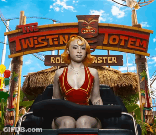 Woman Riding Roller Coaster Twisted Totem GIF