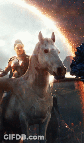 Woman Riding White Horse Movie Scene GIF