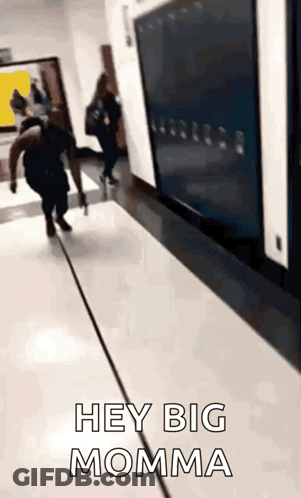 Woman Running Down Hallway Hey Big Momma GIF