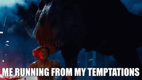 Woman Running From Dinosaur Me Running From My Temptations GIF