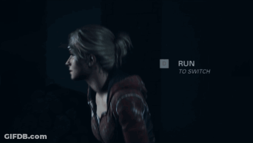 Woman Running In Dark Room Saying Run GIF