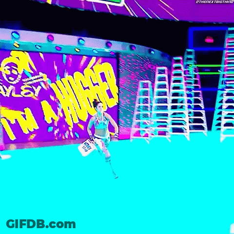 Woman Running In Front Of I'm Hungry Wall GIF