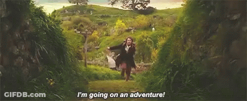Woman Running Saying I'm Going On An Adventure GIF