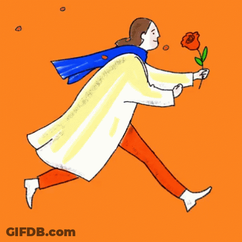 Woman Running With Red Rose GIF