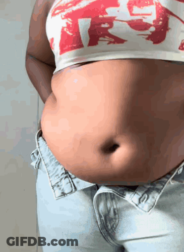 Woman's Belly In Crop Top Saying RS GIF