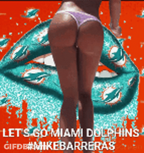 Woman's Butt Saying Let's Go Miami Dolphins #MikeBarreras GIF