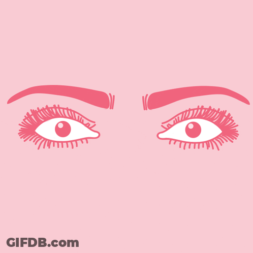 Woman's Eyes With Pink Eyebrows GIF