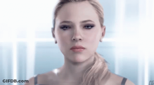 Woman's Face Close Up With Letters CG GIF