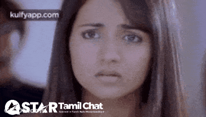 Woman's Face Close Up With Star Tamil Chat Logo GIF
